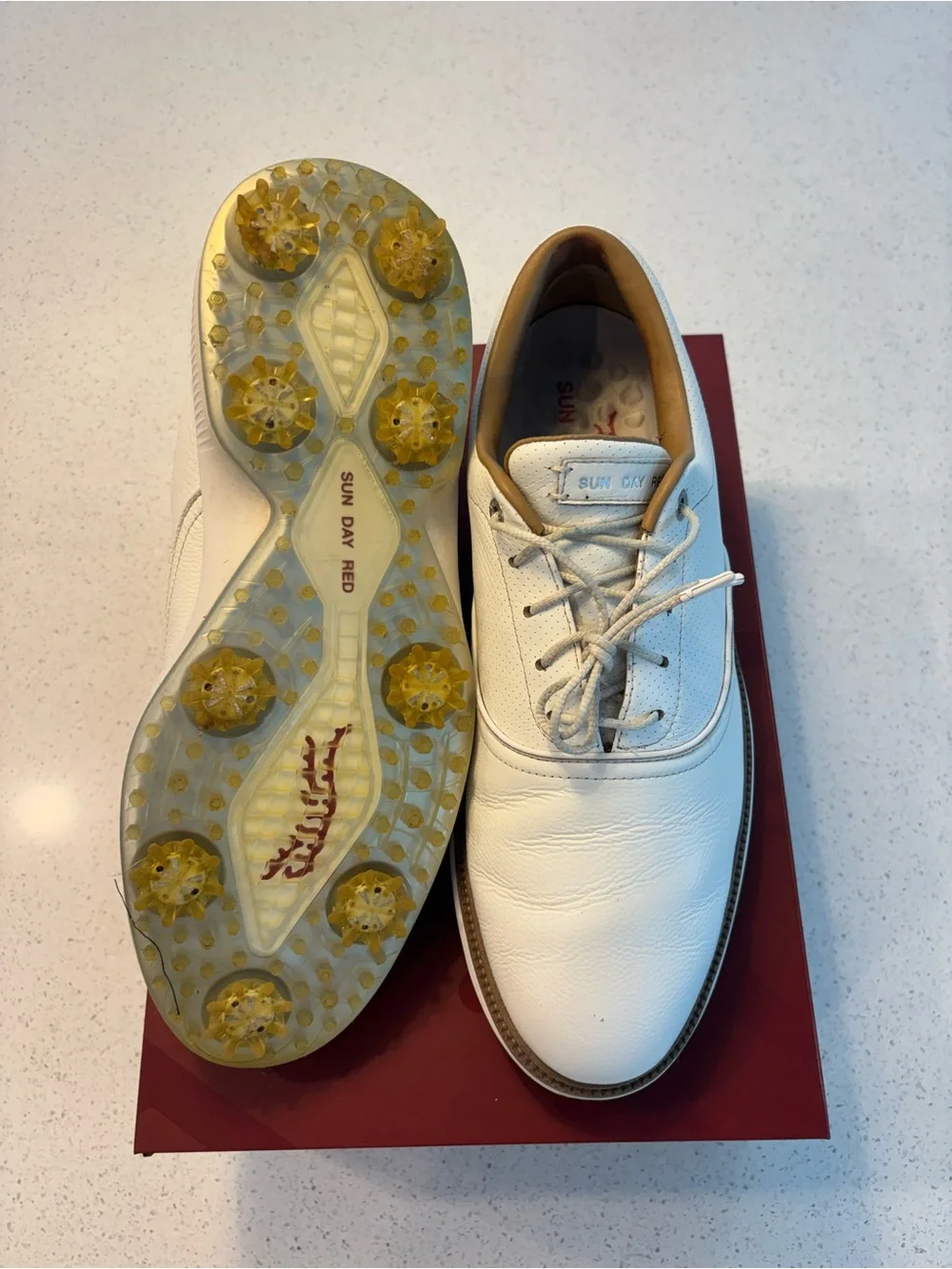 Sun Bay Men's White Leather Lace-Up Oxfords
